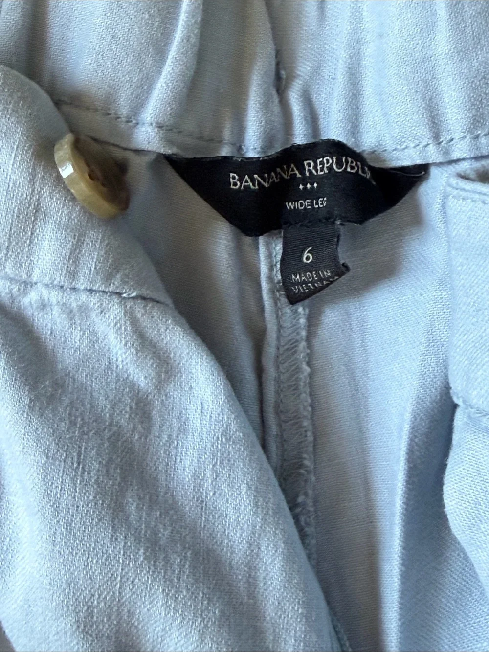 Light blue, wide leg, linen pants from Banana Republic Factory